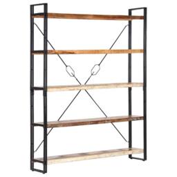 Berkfield Home 5-Tier Bookcase 140x30x180 cm Solid Reclaimed Wood in Brown - Size: 140 x 30 x 180 cm - thumbnail 1