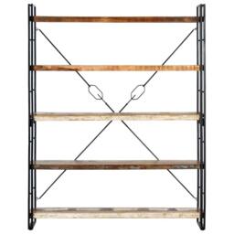 Berkfield Home 5-Tier Bookcase 140x30x180 cm Solid Reclaimed Wood in Brown - Size: 140 x 30 x 180 cm - thumbnail 2