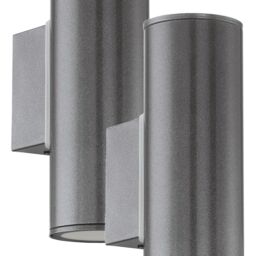 Loops 2 PACK IP44 Outdoor Wall Light Anthracite Zinc Plated Steel 2x 3W GU10 in Metallics