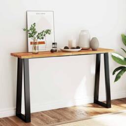 Berkfield Home Beautiful Console Table with Live Edge 140x40x80 cm Solid Wood Acacia in Brown - Size: 140 x 40 x 80 cm - thumbnail 2