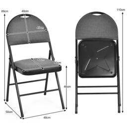 Costway Set of 6 Folding Chair Armless Padded Kitchen Dining Seat Portable Guest Chair in Grey - thumbnail 2