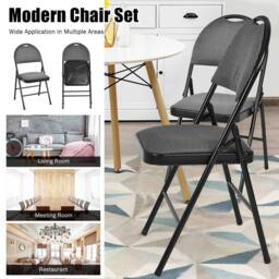 Costway Set of 6 Folding Chair Armless Padded Kitchen Dining Seat Portable Guest Chair in Grey - thumbnail 4