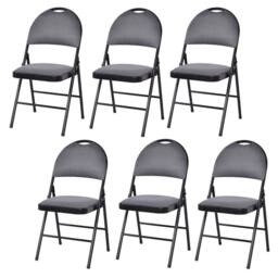 Costway Set of 6 Folding Chair Armless Padded Kitchen Dining Seat Portable Guest Chair in Grey - thumbnail 1