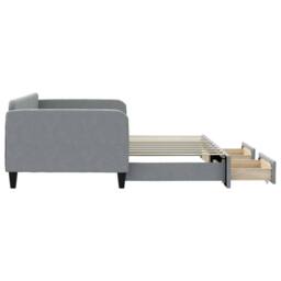 Berkfield Home Daybed with Trundle & Drawers Light Grey 90x190 cm Fabric - thumbnail 4