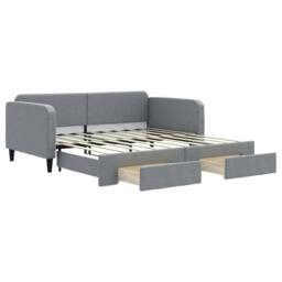 Berkfield Home Daybed with Trundle & Drawers Light Grey 90x190 cm Fabric - thumbnail 2