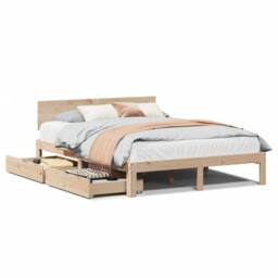 Berkfield Home Bed Frame with Drawers without Mattress 135x190 cm Double in Brown - thumbnail 2