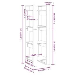 Berkfield Home Beautiful Book Cabinet/Room Divider White 41x35x125 cm Solid Wood Pine - Size: 41 x 35 x 125 cm - thumbnail 8