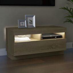 Berkfield Home TV Cabinet with LED Lights Sonoma Oak 80x35x40 cm in Brown - Size: 80 x 35 x 40 cm - thumbnail 5