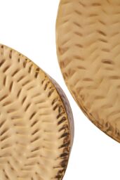 Orsina Set Of 2 Gold Finish Stools, Handcrafted Chevron Pattern Cylindrical Stools, Warm Metallic Finish Iron Stools - thumbnail 3