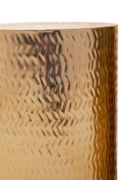Orsina Set Of 2 Gold Finish Stools, Handcrafted Chevron Pattern Cylindrical Stools, Warm Metallic Finish Iron Stools - thumbnail 4