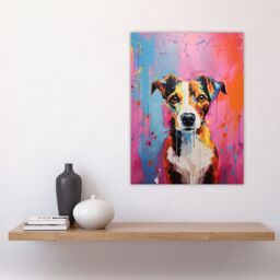 "Artery8 Wall Art Print Jack Russell Dog Lover Gift Pet Portrait Baby Blue Pink Orange Artwork Painting Poster - Size: W18"" x H24""" - thumbnail 4