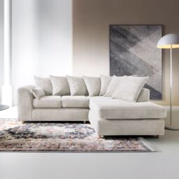 Abakus Direct Jumbo Cord Corner Sofa Right Hand in White - thumbnail 1