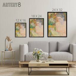 "Artery8 Mrs Marie Jeannette Floral Portrait Framed Canvas Wall Art Print Toorop - Size: W12"" x H16""" - thumbnail 4