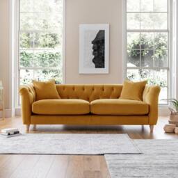 The Great Sofa Company Kensington 3-Seater Velvet Chesterfield Sofa in Gold - Size: 3 Seater - thumbnail 1