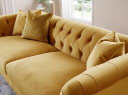 The Great Sofa Company Kensington 3-Seater Velvet Chesterfield Sofa in Gold - Size: 3 Seater - thumbnail 4