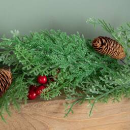 Samuel Alexander 1.50m Pine & Red Berry Christmas Garland with Pinecones in Green - thumbnail 3