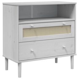 Berkfield Home Sideboard SENJA Rattan Look White 80x40x80 cm Solid Wood Pine - Size: 80 x 40 x 80 cm - thumbnail 2