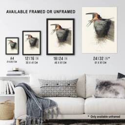 "Artery8 Birds of America Barn Swallow Audubon Nature Wall Art Print Poster in White - Size: W18"" x H24""" - thumbnail 3