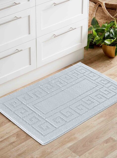 Desire Rugs Ivy Anti-Slip Greek Key Design Doormat - Machine Washable for Easy Care in Silver - Size: 80 cm x 300 cm - image 1