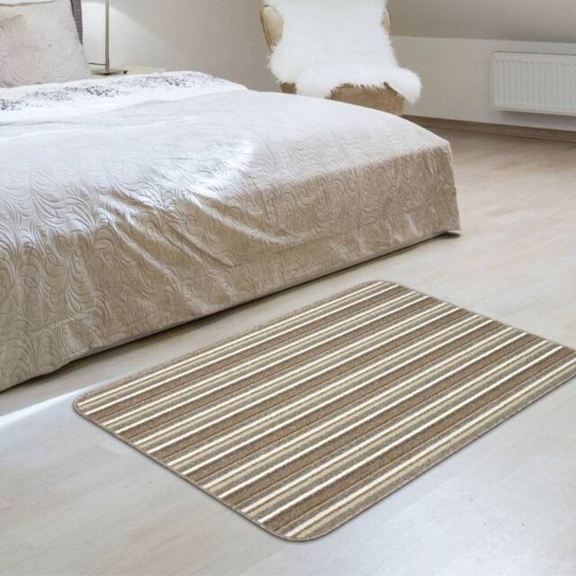 The Rug Shop UK Cream Striped 8mm Thick Rectangle Mat - Size: 50 cm x 80 cm - image 1