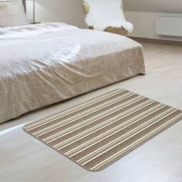 The Rug Shop UK Cream Striped 8mm Thick Rectangle Mat - Size: 50 cm x 80 cm - thumbnail 1