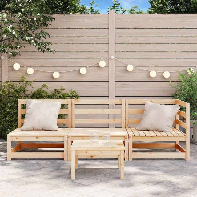 Berkfield Home Garden Sofa 3-Seater Solid Wood Pine in Natural - image 1