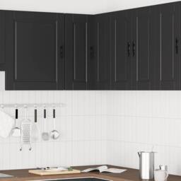 "Berkfield Home Kitchen Wall Corner Cabinet ""Porto"" Black Engineered Wood" - thumbnail 3