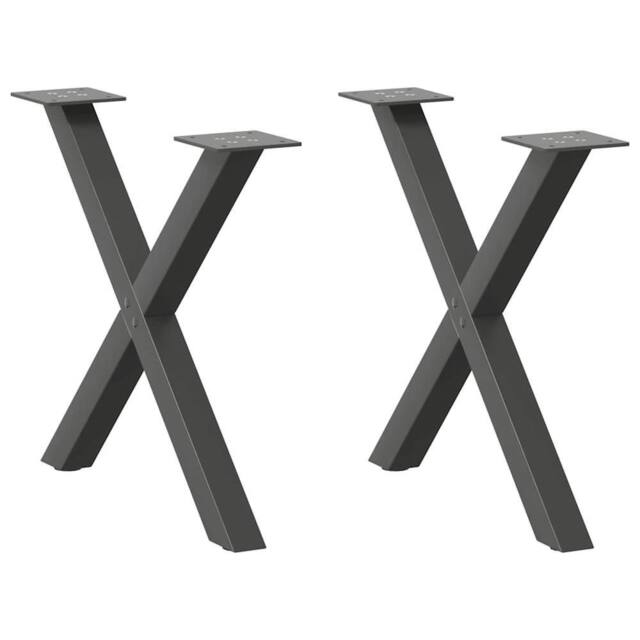 Berkfield Home Coffee Table Legs X-Shaped 2 pcs Anthracite 50x(42-43) cm Steel in Black - image 1