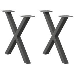 Berkfield Home Coffee Table Legs X-Shaped 2 pcs Anthracite 50x(42-43) cm Steel in Black - thumbnail 1