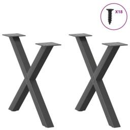 Berkfield Home Coffee Table Legs X-Shaped 2 pcs Anthracite 50x(42-43) cm Steel in Black - thumbnail 3