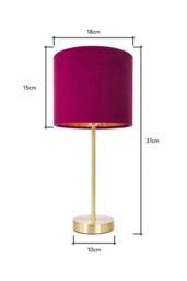 BHS Lighting Velvet Table Lamp in Red - thumbnail 5