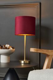 BHS Lighting Velvet Table Lamp in Red - thumbnail 4