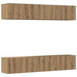 Berkfield Home Wall Mounted TV cabinets 4 pcs Artisan Oak Engineered Wood in Brown - thumbnail 2