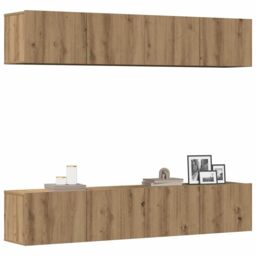 Berkfield Home Wall Mounted TV cabinets 4 pcs Artisan Oak Engineered Wood in Brown - thumbnail 1
