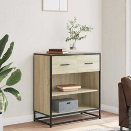 Berkfield Home Sideboard Sonoma Oak 68x35x76 cm Engineered Wood in Brown - Size: 68 x 35 x 76 cm - thumbnail 3