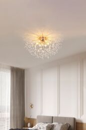 Living and Home Modern Sputnik Chandelier Fireworks Flush Mount Ceiling Light in Gold - thumbnail 2