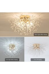 Living and Home Modern Sputnik Chandelier Fireworks Flush Mount Ceiling Light in Gold - thumbnail 3