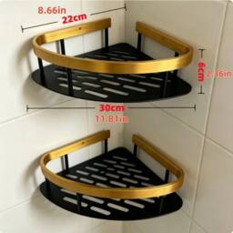 Nordara 2Pcs Bathroom Corner Shower Caddy Mount in Black - thumbnail 2