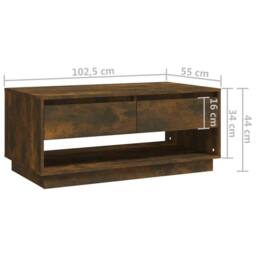 Berkfield Home Coffee Table Smoked Oak 102.5x55x44 cm Engineered Wood in Brown - thumbnail 9