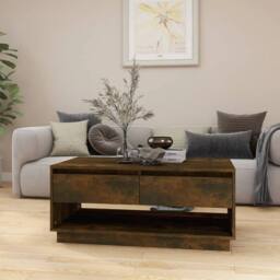 Berkfield Home Coffee Table Smoked Oak 102.5x55x44 cm Engineered Wood in Brown - thumbnail 8
