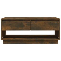 Berkfield Home Coffee Table Smoked Oak 102.5x55x44 cm Engineered Wood in Brown - thumbnail 4