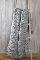 Rapport Home Cable Knit Polyester Throw (120x150 cm) in Grey - Size: 120 cm x 150 cm