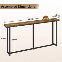 KORVIXA 160 CM Narrow Extra Long Console Table in Brown - Size: 0.6m2 - thumbnail 2
