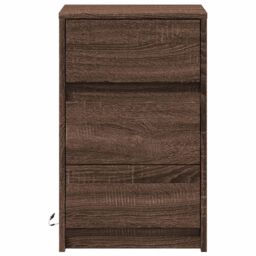 Berkfield Home Bedside Cabinet with LED Lights Brown Oak Engineered Wood - thumbnail 6