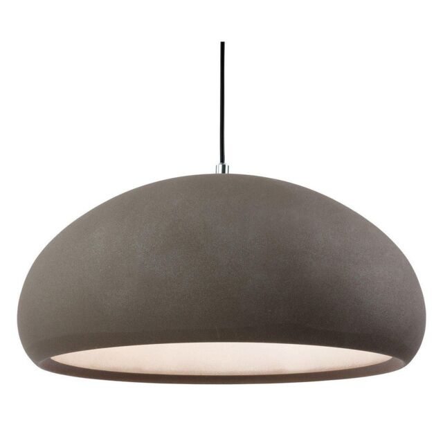 Netlighting Costa 1 Light Dome Ceiling Pendant Rough Sand Concrete E27 in Grey