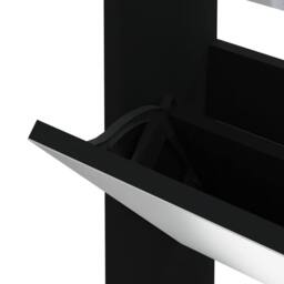 Berkfield Home Shoe Cabinet with Mirror 3-Layer Black 63x17x102.5 cm - thumbnail 6