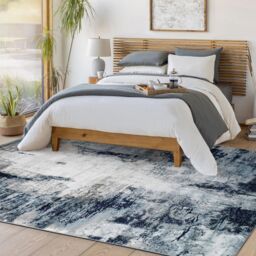 Livabliss Wanderlust Abstract Modern Marble Living Dining Rug in Navy - Size: 200 cm x 275 cm - thumbnail 7