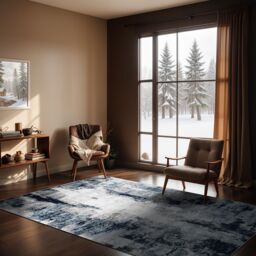 Livabliss Wanderlust Abstract Modern Marble Living Dining Rug in Navy - Size: 200 cm x 275 cm - thumbnail 9