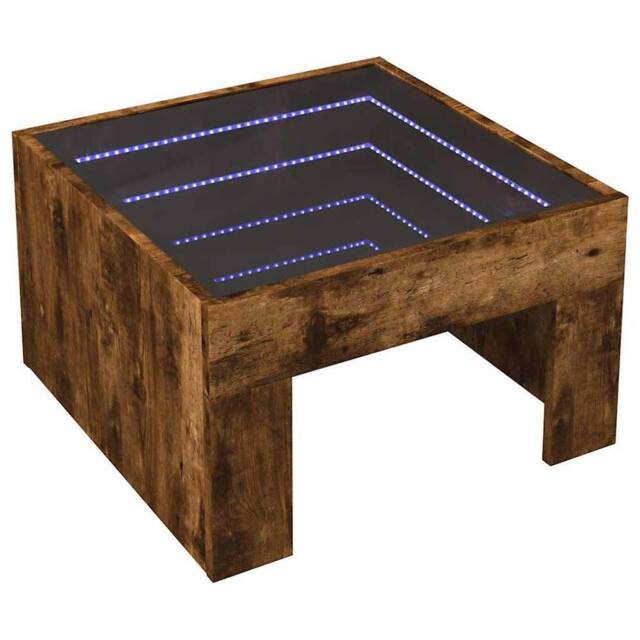 Berkfield Home Decorative Coffee Table with Infinity LED Smoked Oak 50x50x30 cm in Brown - Size: 50 x 50 x 30 cm - image 1