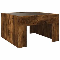 Berkfield Home Decorative Coffee Table with Infinity LED Smoked Oak 50x50x30 cm in Brown - Size: 50 x 50 x 30 cm - thumbnail 8